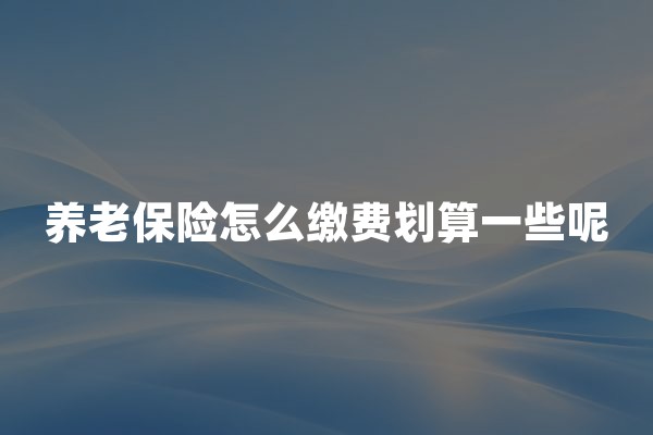 养老保险怎么缴费划算一些呢(2026年最新缴费建议)